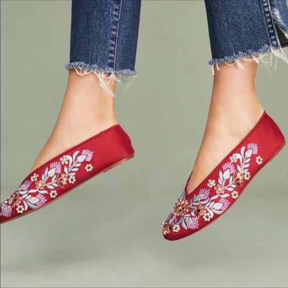 Anthropologie Shoes - Anthropologie-Llani-Opulent Beaded Satin Flats